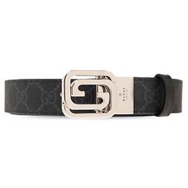Gucci Cinturón reversible entrelazado cuadrado Negro