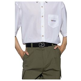 Gucci Cinto largo com fivela GG Preto