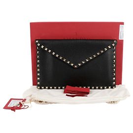 Valentino Rockstud Envelope Clutch Black