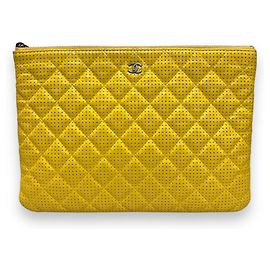 Chanel Perforation Clutch New Medium Yellow Yellow