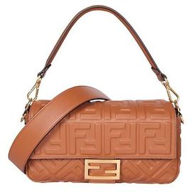 Fendi Borsa Baguette in pelle Napa Marrone