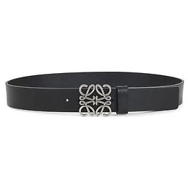 Loewe Cinto Anagram Chunky em Couro de Bezerro Anagram Preto