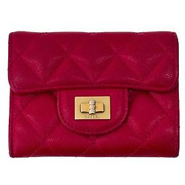 Chanel Carteira com aba de caviar vintage OS Rosa