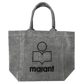 Isabel Marant YENKY Bestickte Logo Shopper Tasche Grau Braun