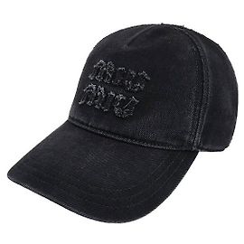 Miu Miu Tonal Embroidered Logo Denim Baseball Cap Black