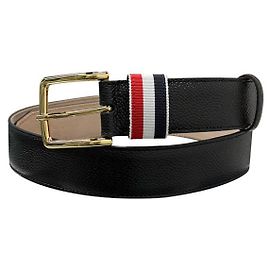 Thom Browne Cinto clássico de couro Pebble com fivela de grosgrain Preto