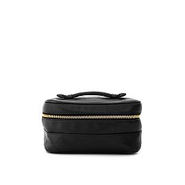 Chanel Pochette da trucco rotonda Vanity con logo CC per donne - Oro e Nero Nero
