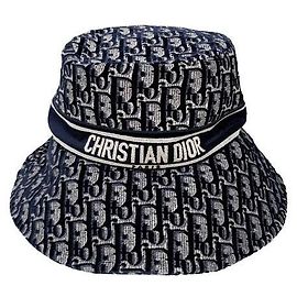 Dior Chapéu bucket em bordado oblíquo azul marinho Azul