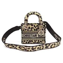 Dior Mini D-Lite Lady MIZZA bordado bege e preto Marrom