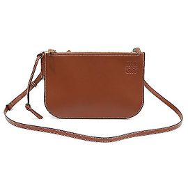 Loewe Pochete cruzada de couro de bezerro marrom com zíper duplo Marrom
