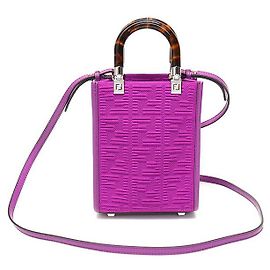 Fendi Mini Sunshine em lona com logo FF e detalhes em couro roxo Roxo