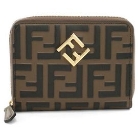 Fendi FF Diamond Zip-Around Medium Brown