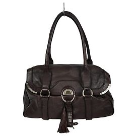 Céline Bolsa de Ombro de Couro com Franjas Marrom