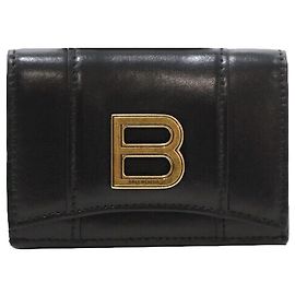 Balenciaga Hourglass Wallet Black Black