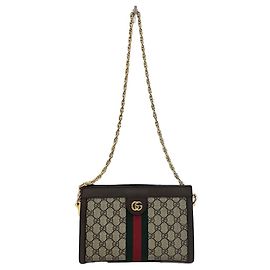 Gucci Borsa a Spalla Piccola Ophidia GG Supreme Chain Marrone