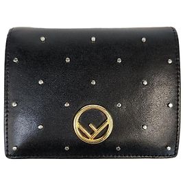 Fendi Logo Bi-Fold Wallet Black Black