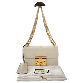 Gucci Borsa a tracolla con catena e lucchetto bianca Bianco