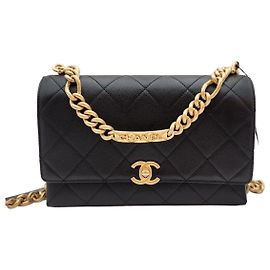 Chanel Bolsa de aba CC Chain preta Preto