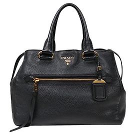 Prada Black Vitello Daino Tote Bag Black