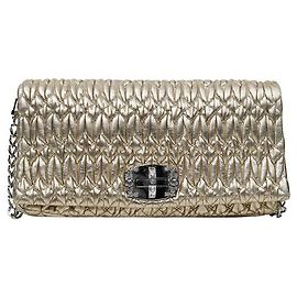 Miu Miu Bolsa de ombro de cristal dourado Dourado