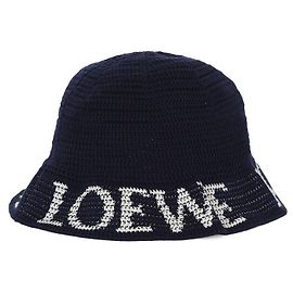 Loewe DEEPNAVY Strickhäkelblauer Bucket Hat Blau