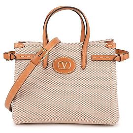 Valentino Sac à main en toile Antibes petit modèle Marron