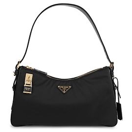 Prada Borsa a Spalla Emme Grande in Pelle Re-Nylon Nero