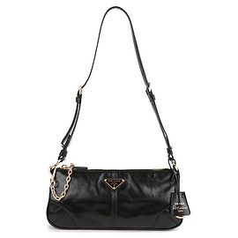 Prada Re-edition Medium Leather Shoulder Bag Black