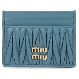 Miu Miu Tarjetero de cuero Nappa Azul