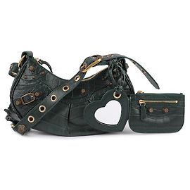 Balenciaga Bolsa de Ombro de Crocodilo Verde