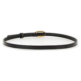 Valentino Cinto de couro patente com fivela oval Preto