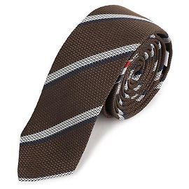 Thom Browne Shadow Stripe Pique Weave Tie Brown