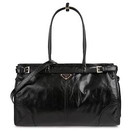 Prada Große Lederhandtasche Schwarz