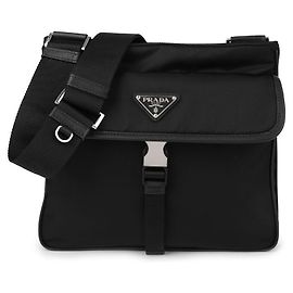 Prada Borsa a spalla in nylon e pelle Saffiano Nero