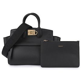 Salvatore Ferragamo Medium Studio Soft Bag Black