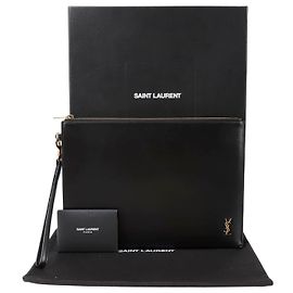 Saint Laurent Tablet Holder Strap Clutch Black