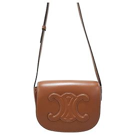 Céline Bolsa Polko de couro Triopé Marrom