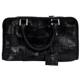 Loewe Bolsa Tote Amazonas Crocodilo Preto Preto