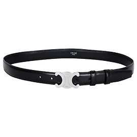 Céline Cinto de couro com logo Triope Preto
