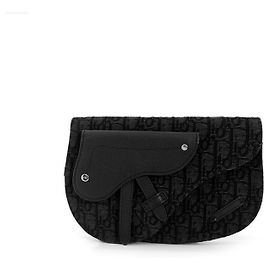 Dior Borsa a tracolla obliqua in jacquard per uomo, pochette, nera Nero