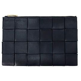 Bottega Veneta Intrecciato Leather Cassette Clutch Bag Small Black Black