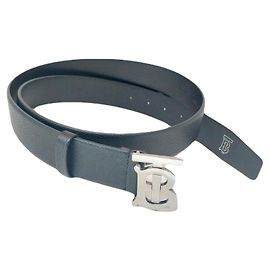 Burberry Schwarzer reversibler Gürtel mit silberner TB-Schnalle - Freizeitgürtel Schwarz