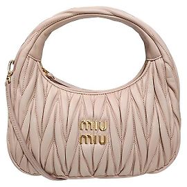 Miu Miu Bolsa hobo em couro nappa matelassé Wander rosa pó Rosa