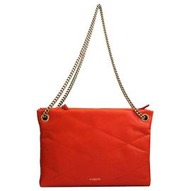 Lanvin Bolsa transversal de corrente com trio de costura acolchoada vermelha Vermelho
