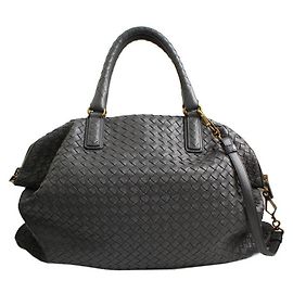 Bottega Veneta Grande bolsa tote e bolsa de ombro tecida cinza Marrom