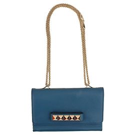 Valentino Bolsa transversal Bababoom azul prateada com corrente e aba Azul
