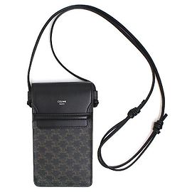 Céline Bolsa de telefone em canvas Triomphe Marrom