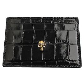 Alexander McQueen Black Wanny Pattern Card Holder Black