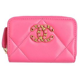 Chanel Pink Zipper Card Holder Pink