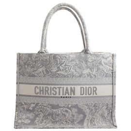 Dior Gray Medium Book Tote Bag Brown